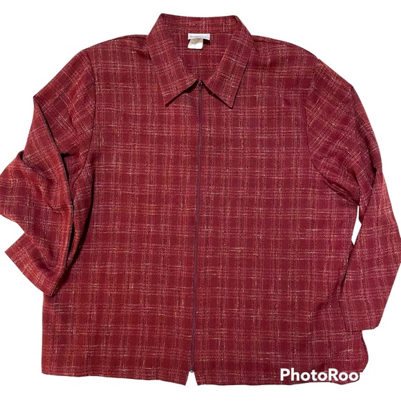 Bon Worth Jacket Woman Zip Up Red Plaid Great Looking for Anytime of Year 2X - Picture 1 of 5